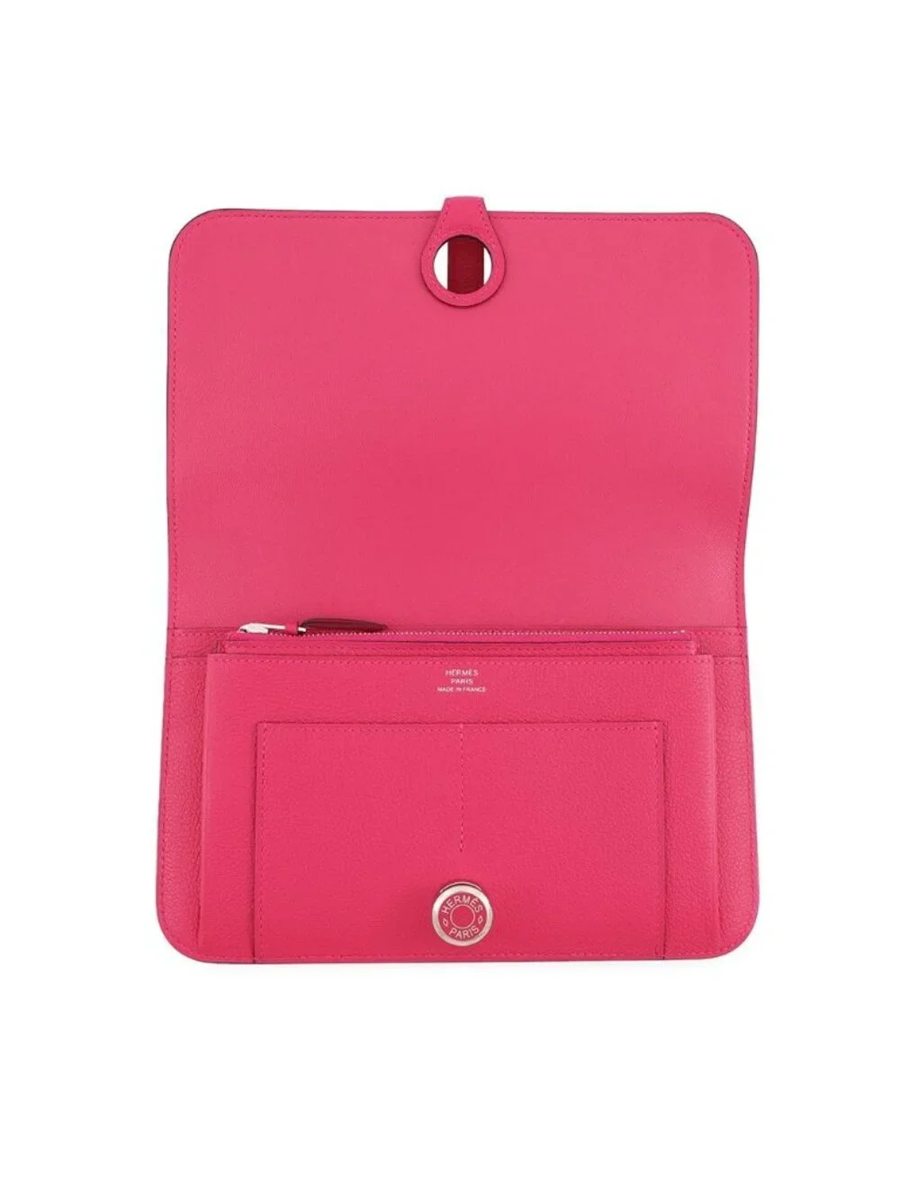 Hermes Wallet Dogon GM Duo Rose Mexico Lacca Silver Togo